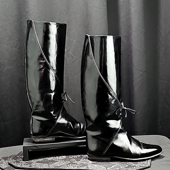 Italian Black Leather Riding Boots - Picture 2 of 9